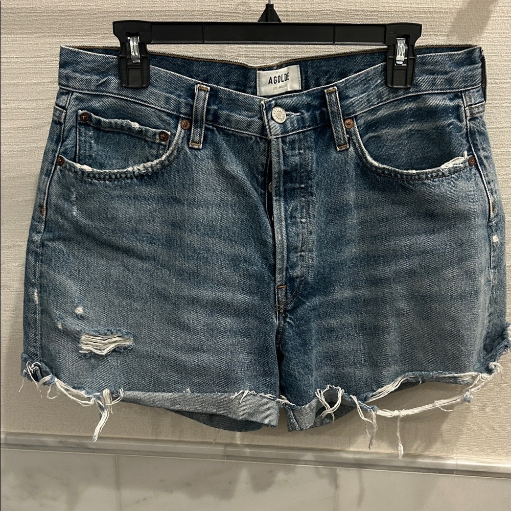 Agolde Parker Distressed Blue Jean Shorts size 30